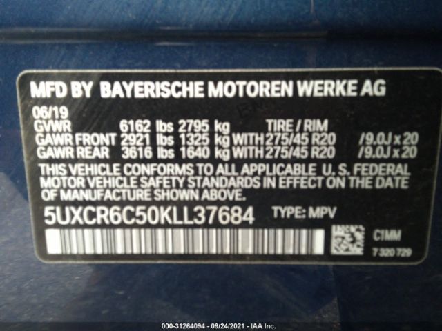 Photo 8 VIN: 5UXCR6C50KLL37684 - BMW X5 