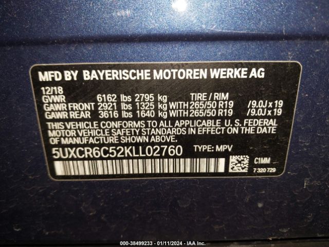 Photo 8 VIN: 5UXCR6C52KLL02760 - BMW X5 