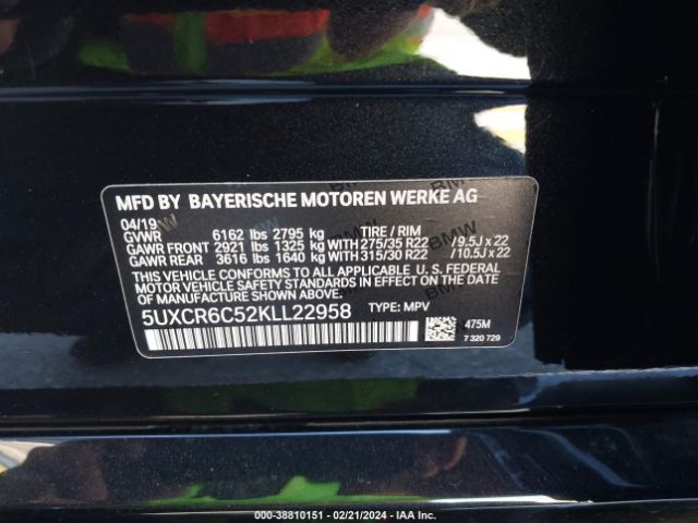 Photo 8 VIN: 5UXCR6C52KLL22958 - BMW X5 