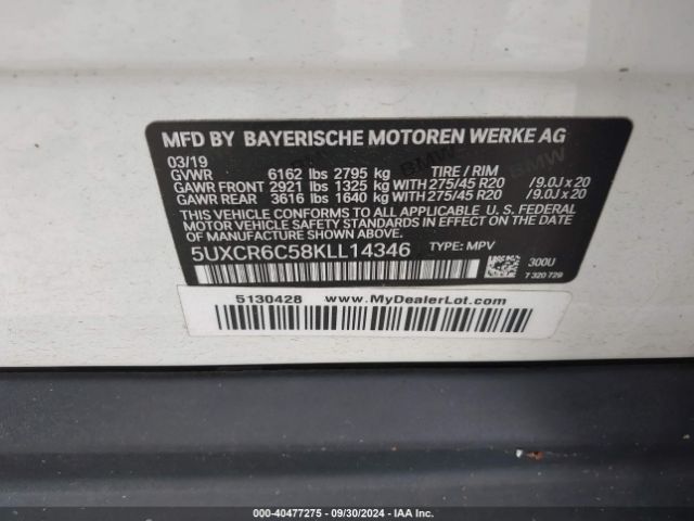 Photo 8 VIN: 5UXCR6C58KLL14346 - BMW X5 