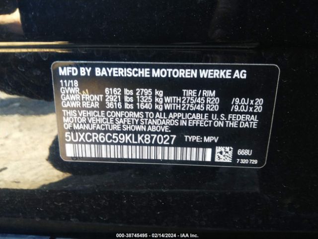 Photo 8 VIN: 5UXCR6C59KLK87027 - BMW X5 