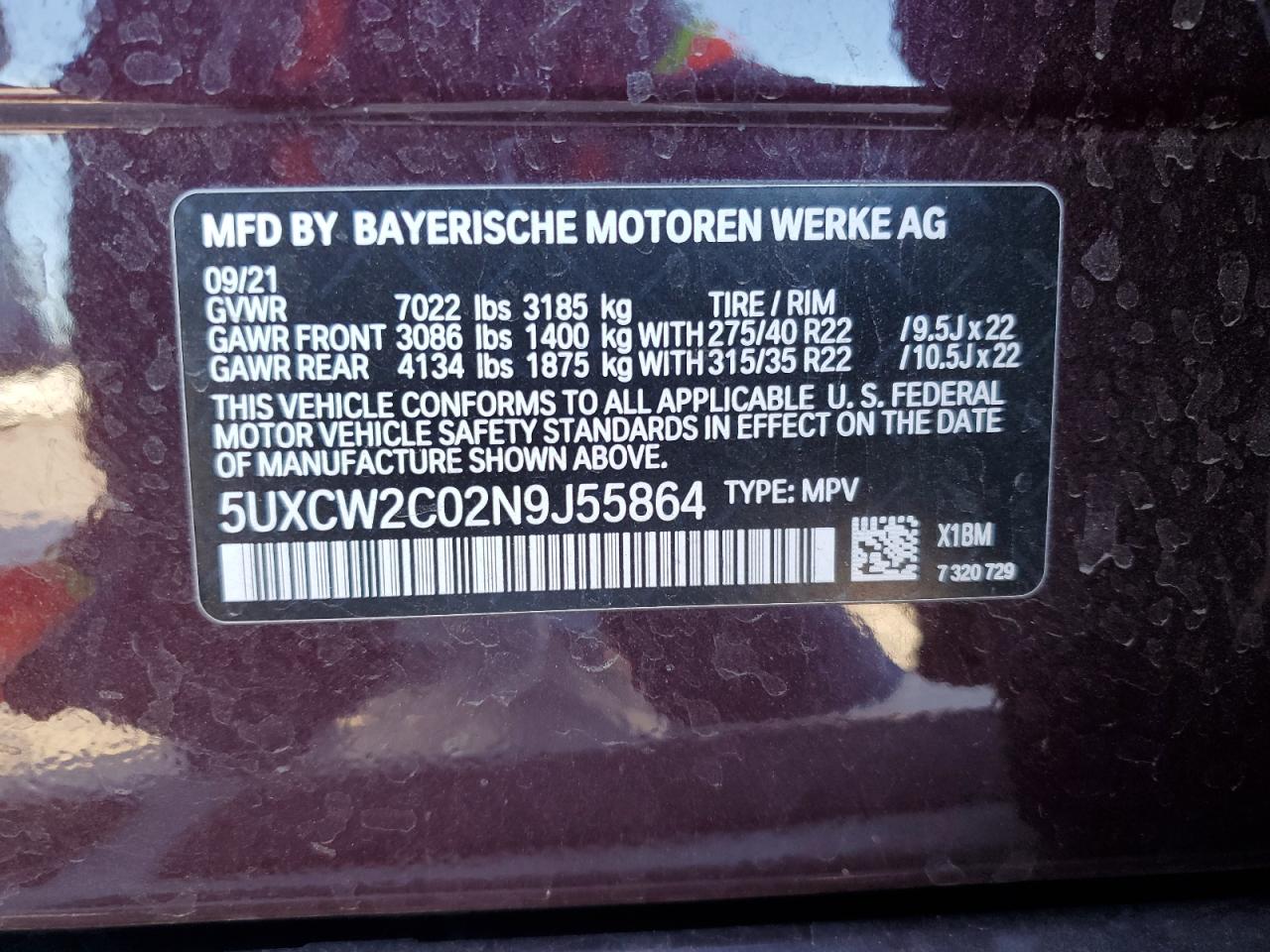 Photo 12 VIN: 5UXCW2C02N9J55864 - BMW X7 