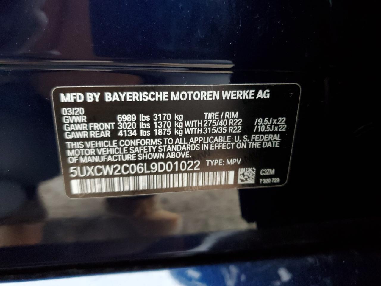 Photo 12 VIN: 5UXCW2C06L9D01022 - BMW X7 