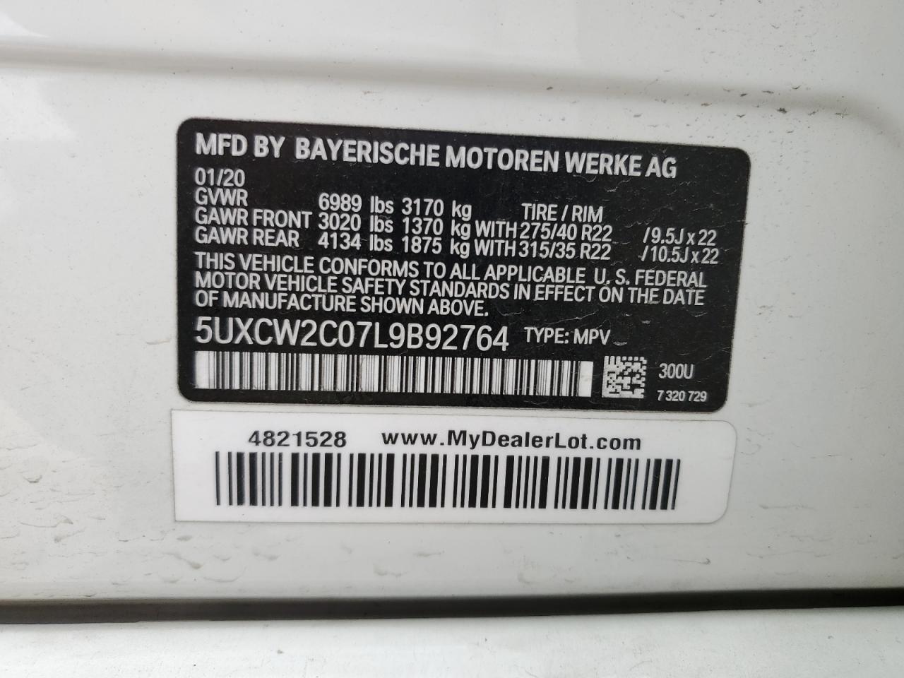 Photo 12 VIN: 5UXCW2C07L9B92764 - BMW X7 