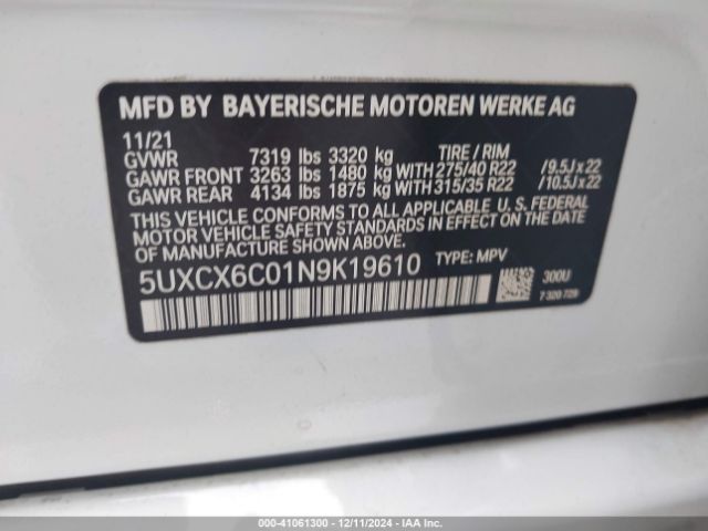 Photo 8 VIN: 5UXCX6C01N9K19610 - BMW X7 