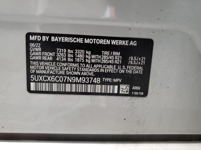 Photo 12 VIN: 5UXCX6C07N9M93748 - BMW X7 M50I 