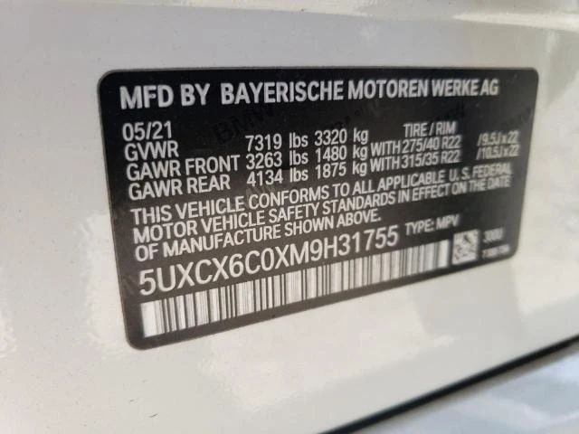 Photo 12 VIN: 5UXCX6C0XM9H31755 - BMW X7 M50I 