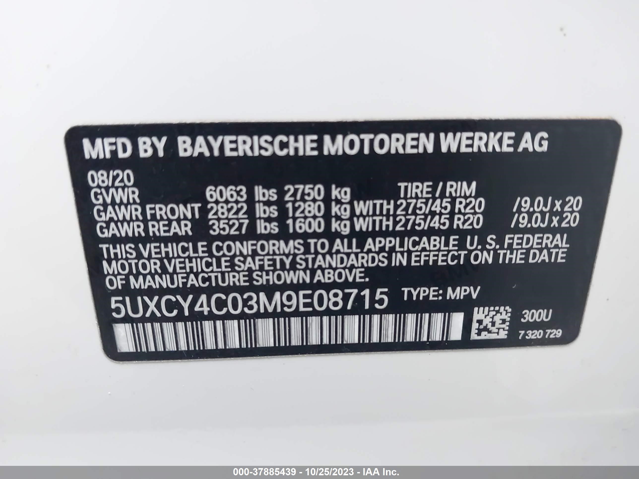 Photo 8 VIN: 5UXCY4C03M9E08715 - BMW X6 