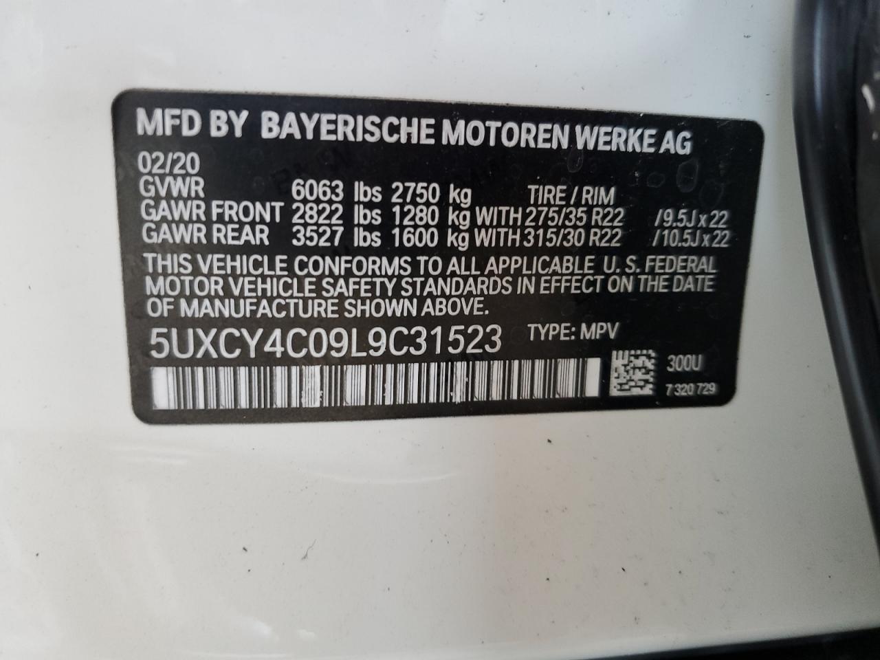 Photo 12 VIN: 5UXCY4C09L9C31523 - BMW X6 