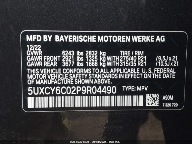 Photo 8 VIN: 5UXCY6C02P9R04490 - BMW X6 