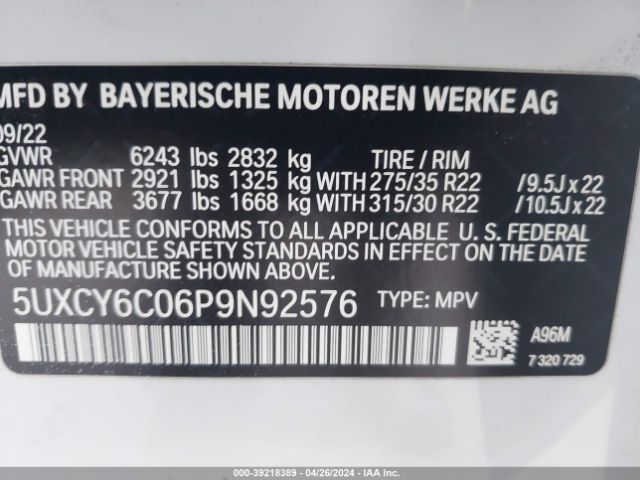 Photo 8 VIN: 5UXCY6C06P9N92576 - BMW X6 