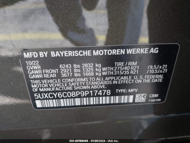 Photo 8 VIN: 5UXCY6C08P9P17478 - BMW X6 