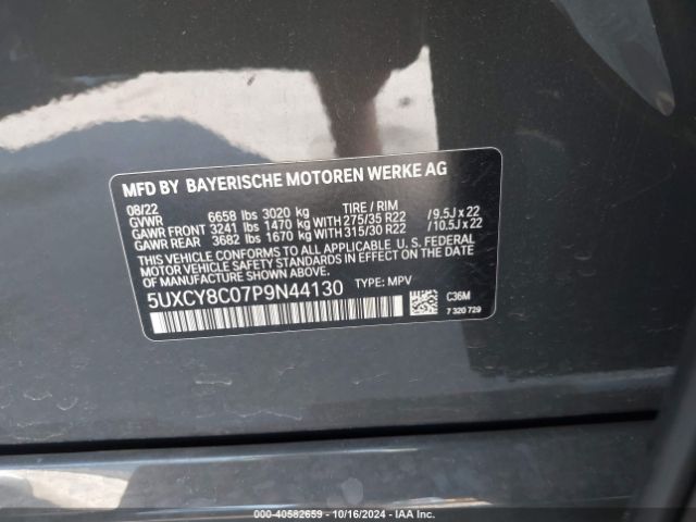 Photo 8 VIN: 5UXCY8C07P9N44130 - BMW X6 