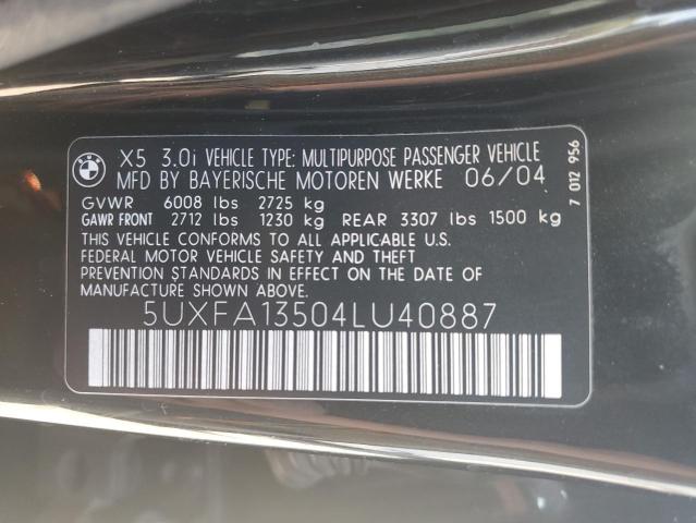 Photo 12 VIN: 5UXFA13504LU40887 - BMW X5 3.0I 