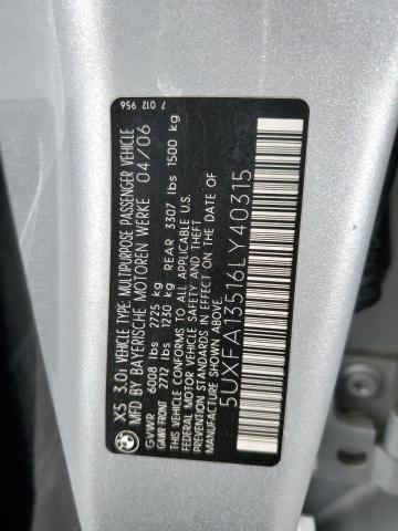 Photo 12 VIN: 5UXFA13516LY40315 - BMW X5 3.0I 