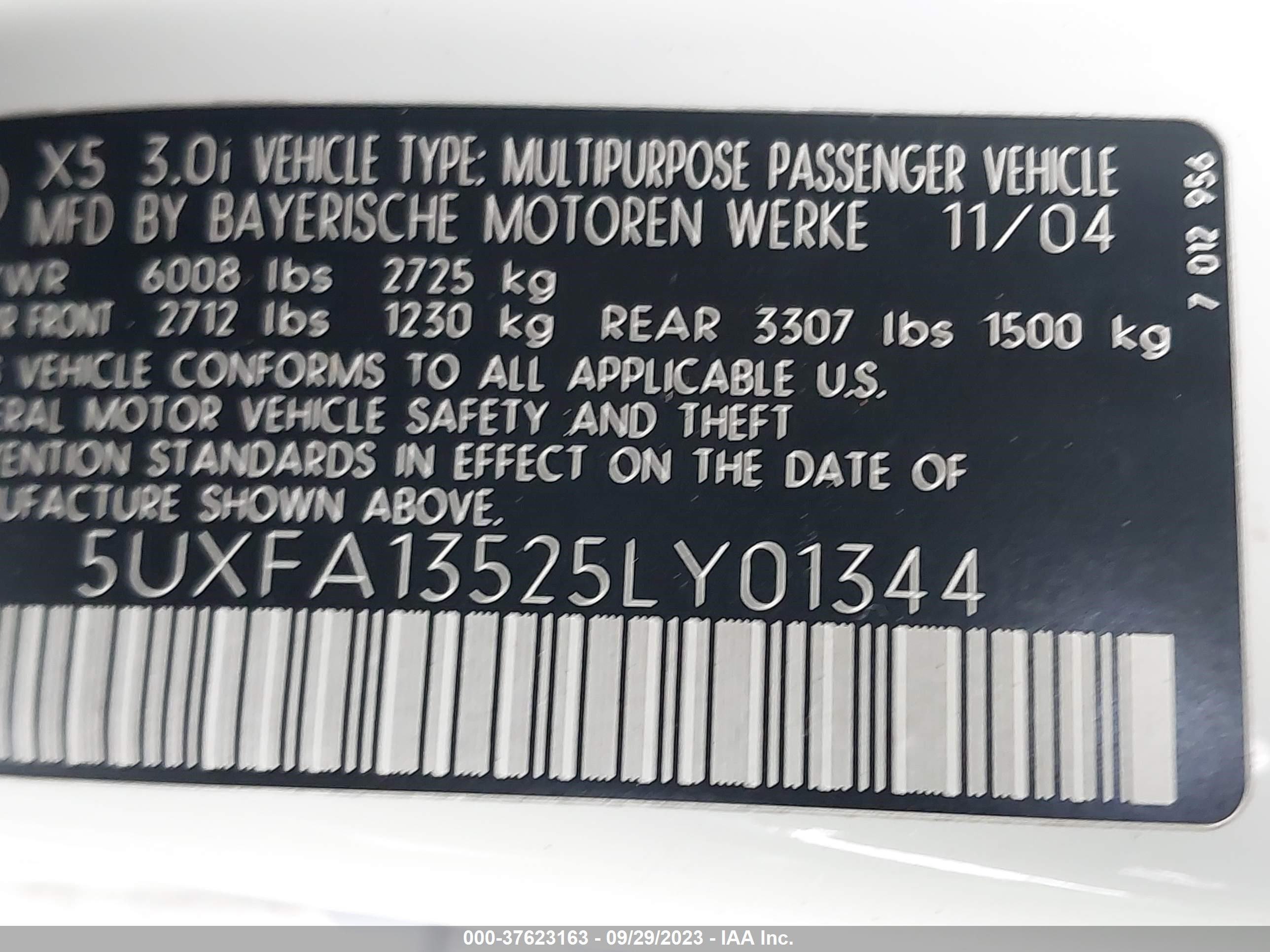 Photo 8 VIN: 5UXFA13525LY01344 - BMW X5 