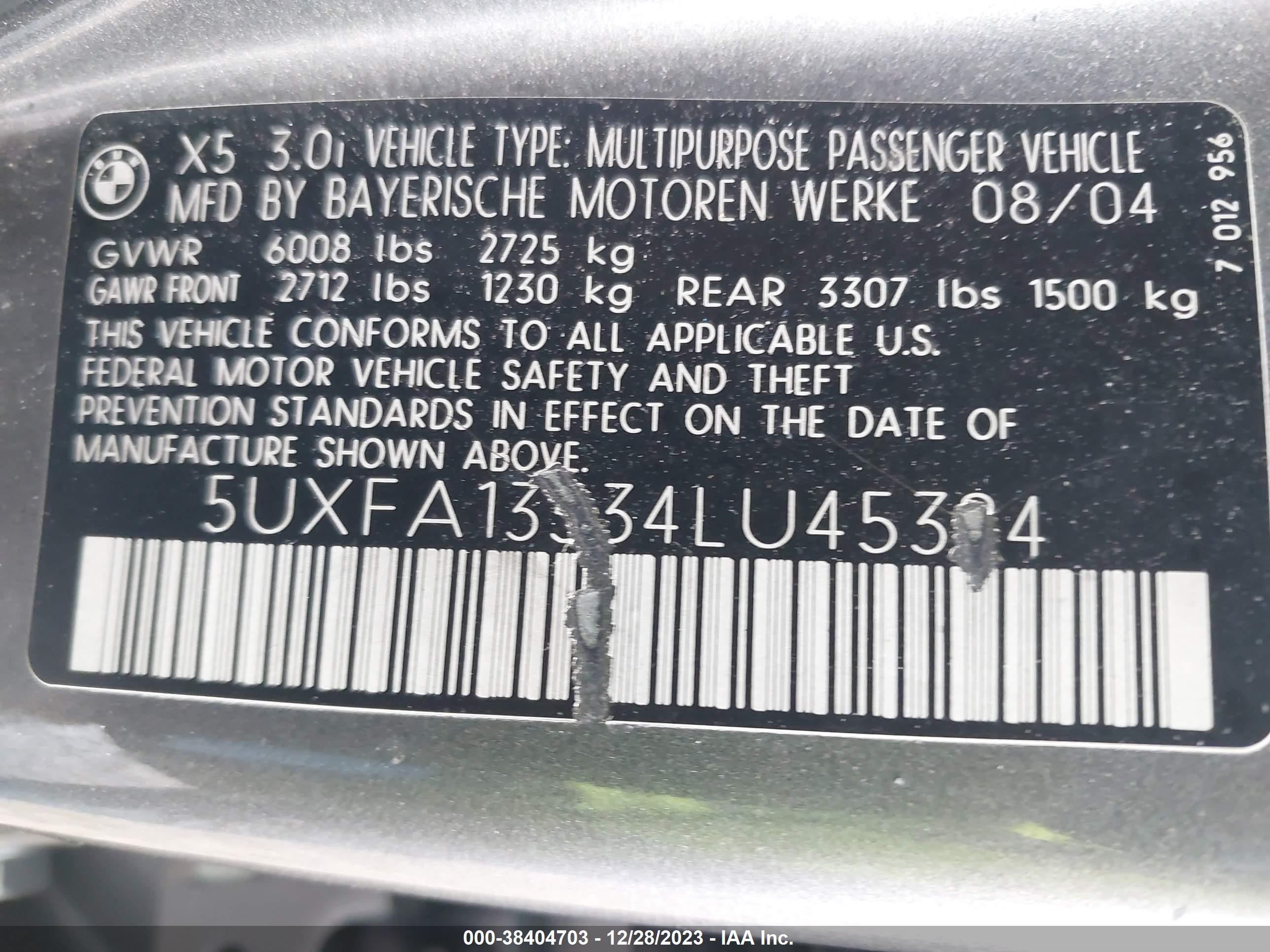 Photo 8 VIN: 5UXFA13534LU45324 - BMW X5 