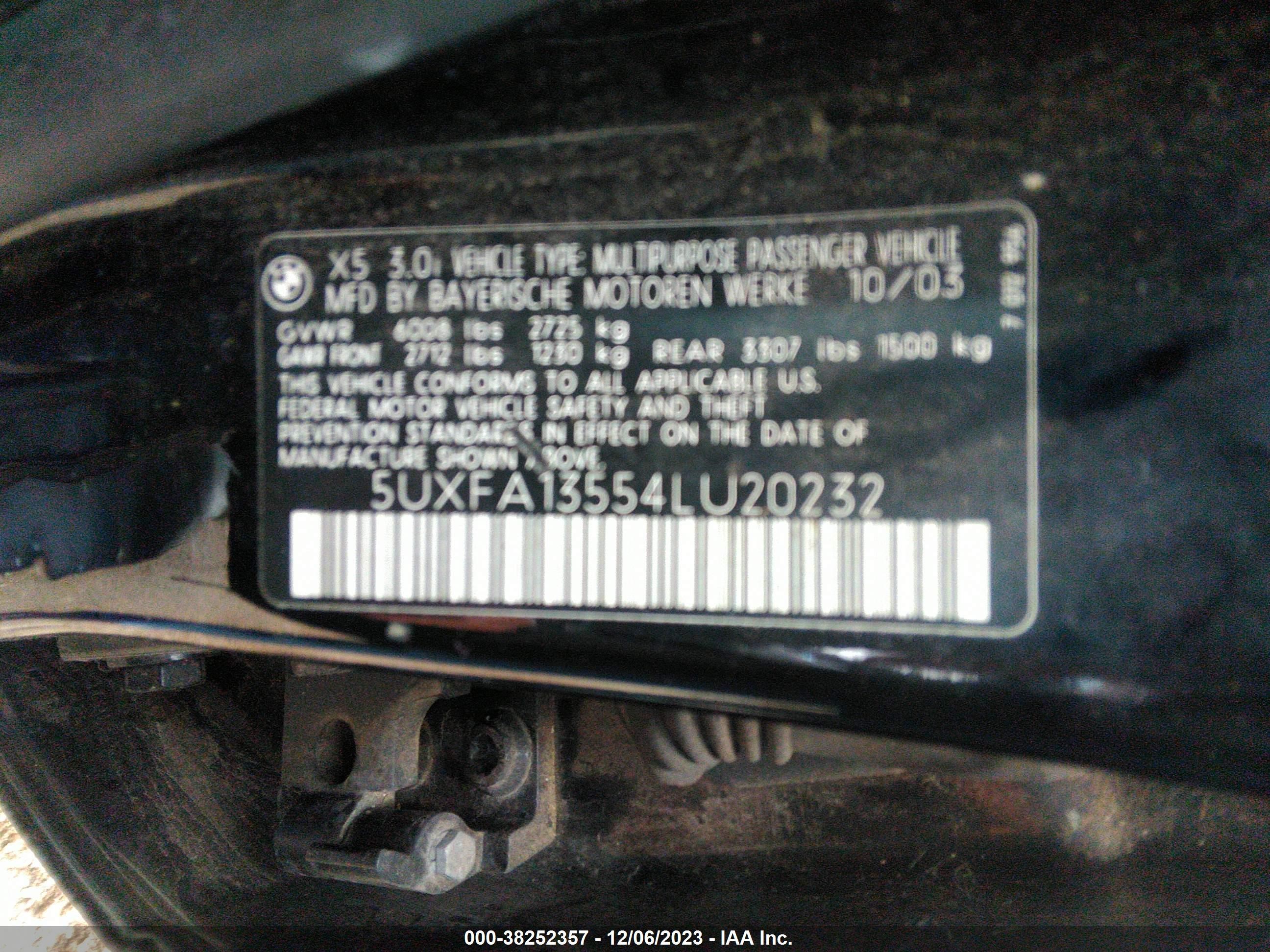 Photo 8 VIN: 5UXFA13554LU20232 - BMW X5 