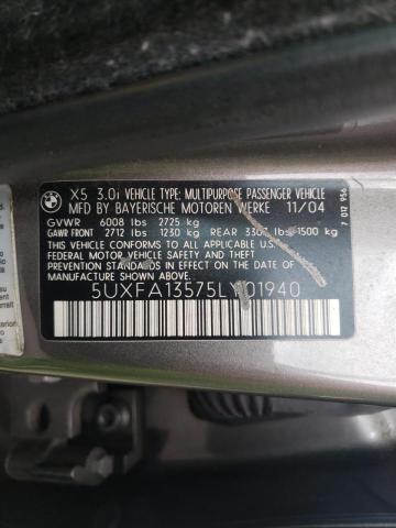 Photo 9 VIN: 5UXFA13575LY01940 - BMW X5 3.0I 