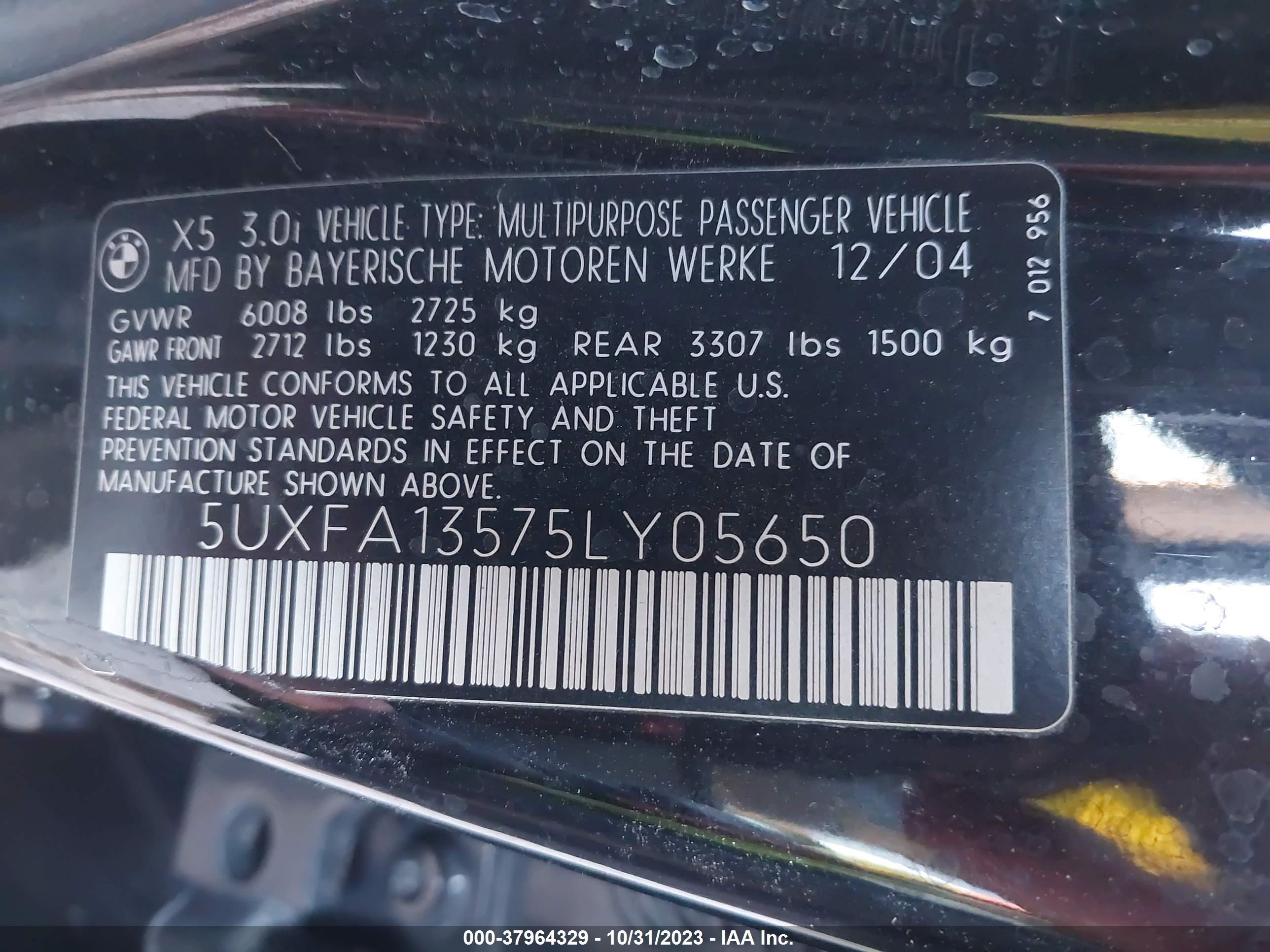 Photo 8 VIN: 5UXFA13575LY05650 - BMW X5 