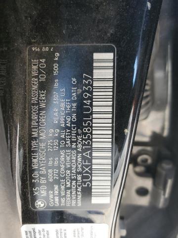 Photo 12 VIN: 5UXFA13585LU49337 - BMW X5 3.0I 