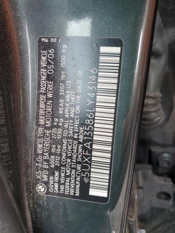 Photo 12 VIN: 5UXFA13586LY43146 - BMW X5 3.0I 