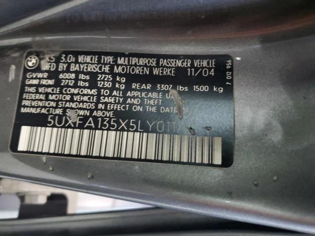 Photo 12 VIN: 5UXFA135X5LY01172 - BMW X5 3.0I 