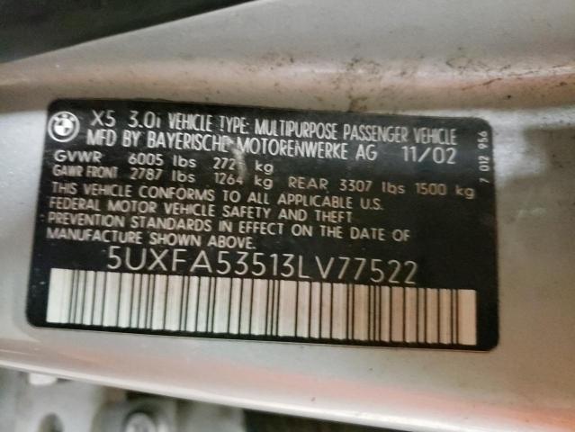 Photo 9 VIN: 5UXFA53513LV77522 - BMW X5 3.0I 