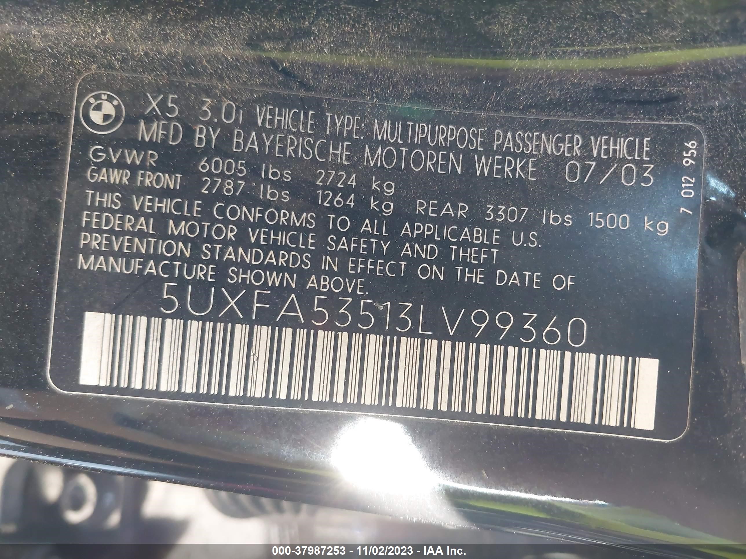 Photo 8 VIN: 5UXFA53513LV99360 - BMW X5 