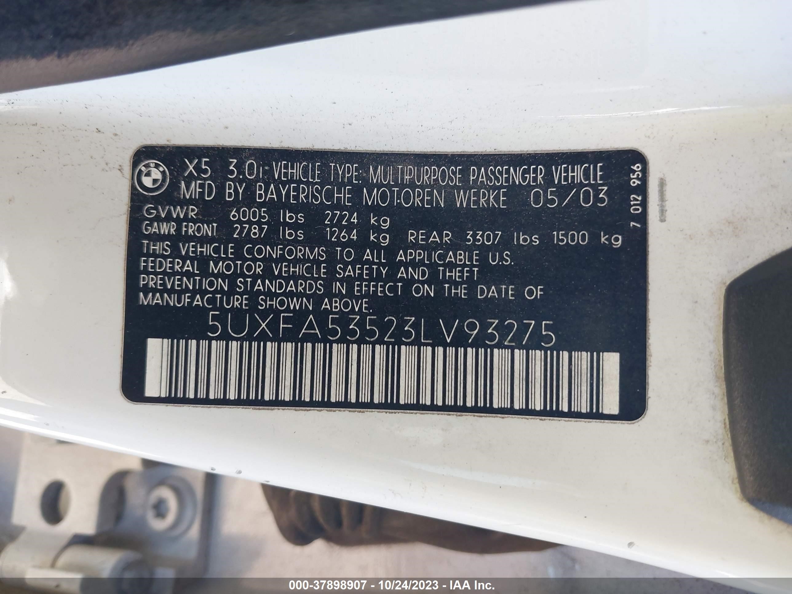 Photo 8 VIN: 5UXFA53523LV93275 - BMW X5 