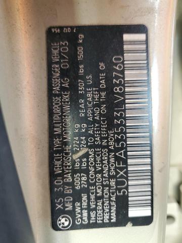 Photo 11 VIN: 5UXFA53533LV83760 - BMW X5 3.0I 