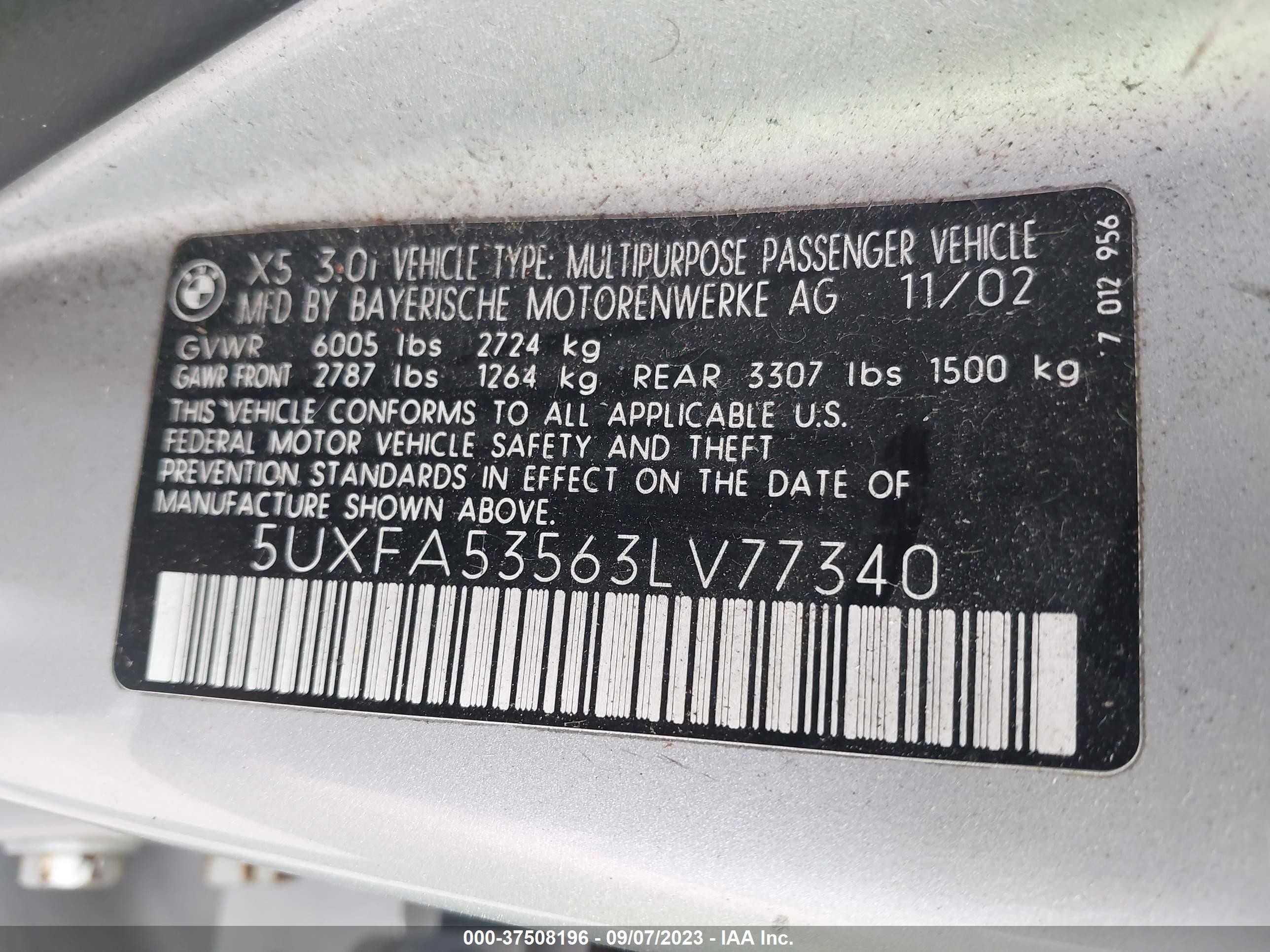 Photo 8 VIN: 5UXFA53563LV77340 - BMW X5 