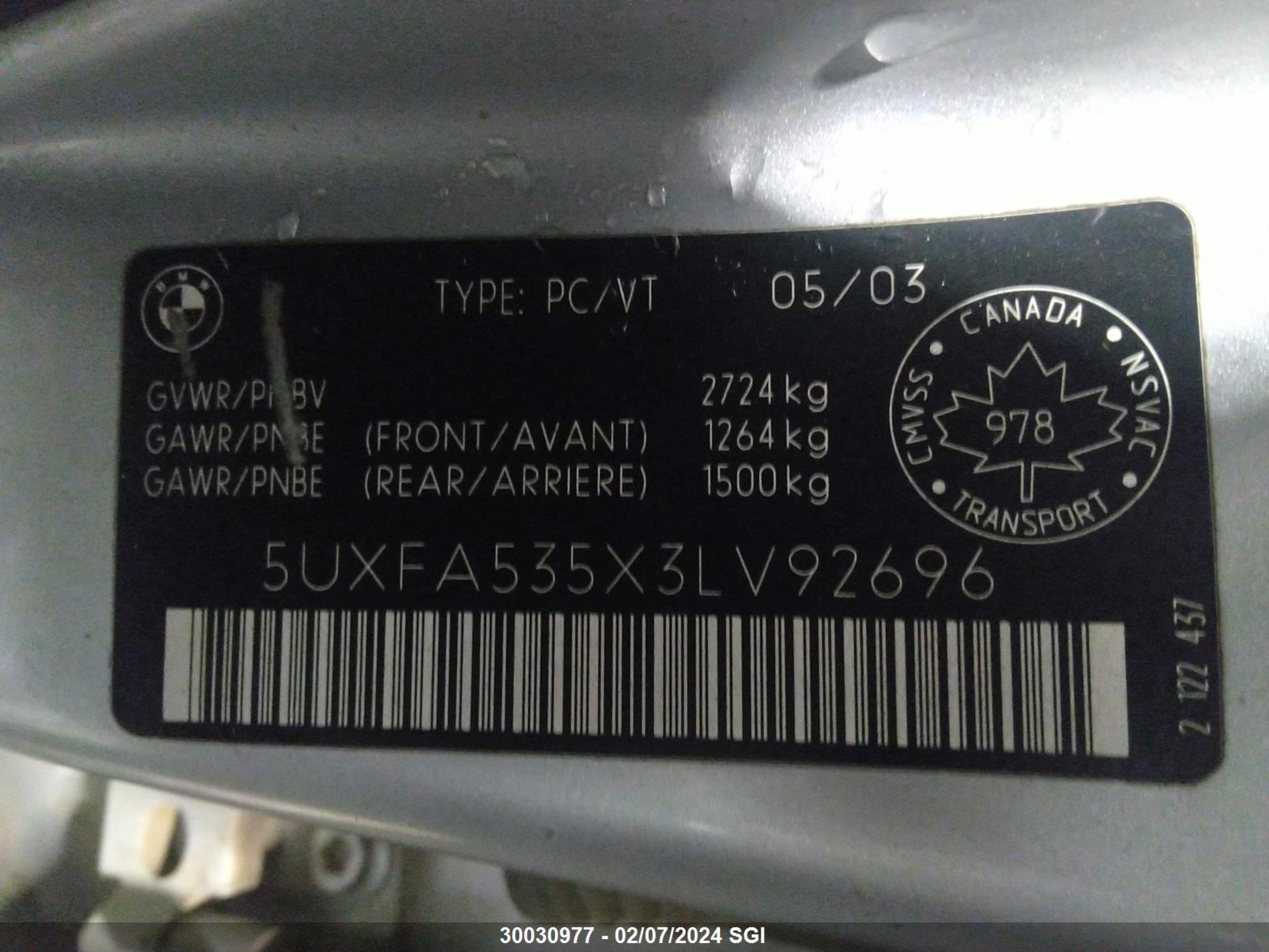 Photo 8 VIN: 5UXFA535X3LV92696 - BMW X5 