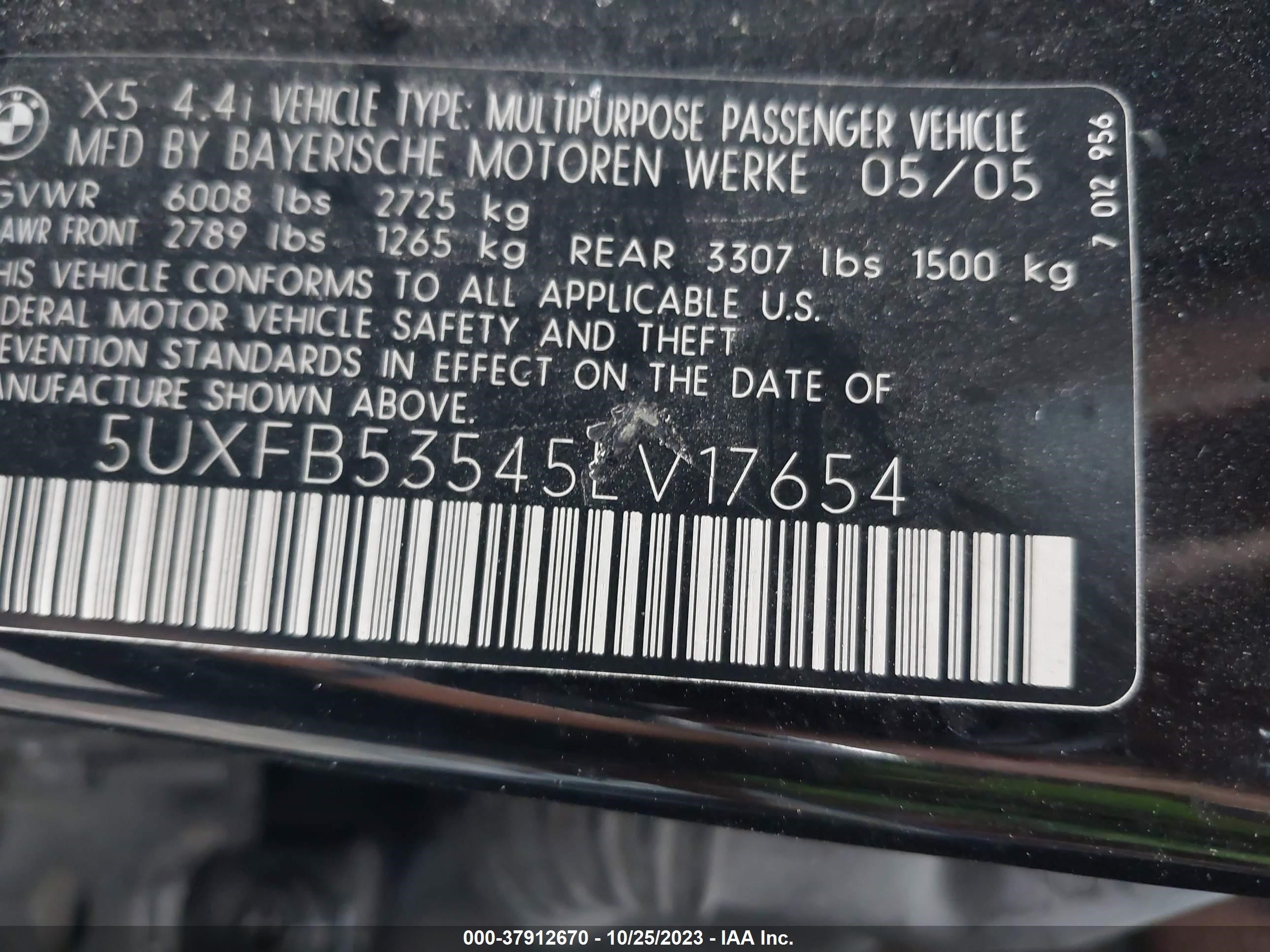 Photo 8 VIN: 5UXFB53545LV17654 - BMW X5 