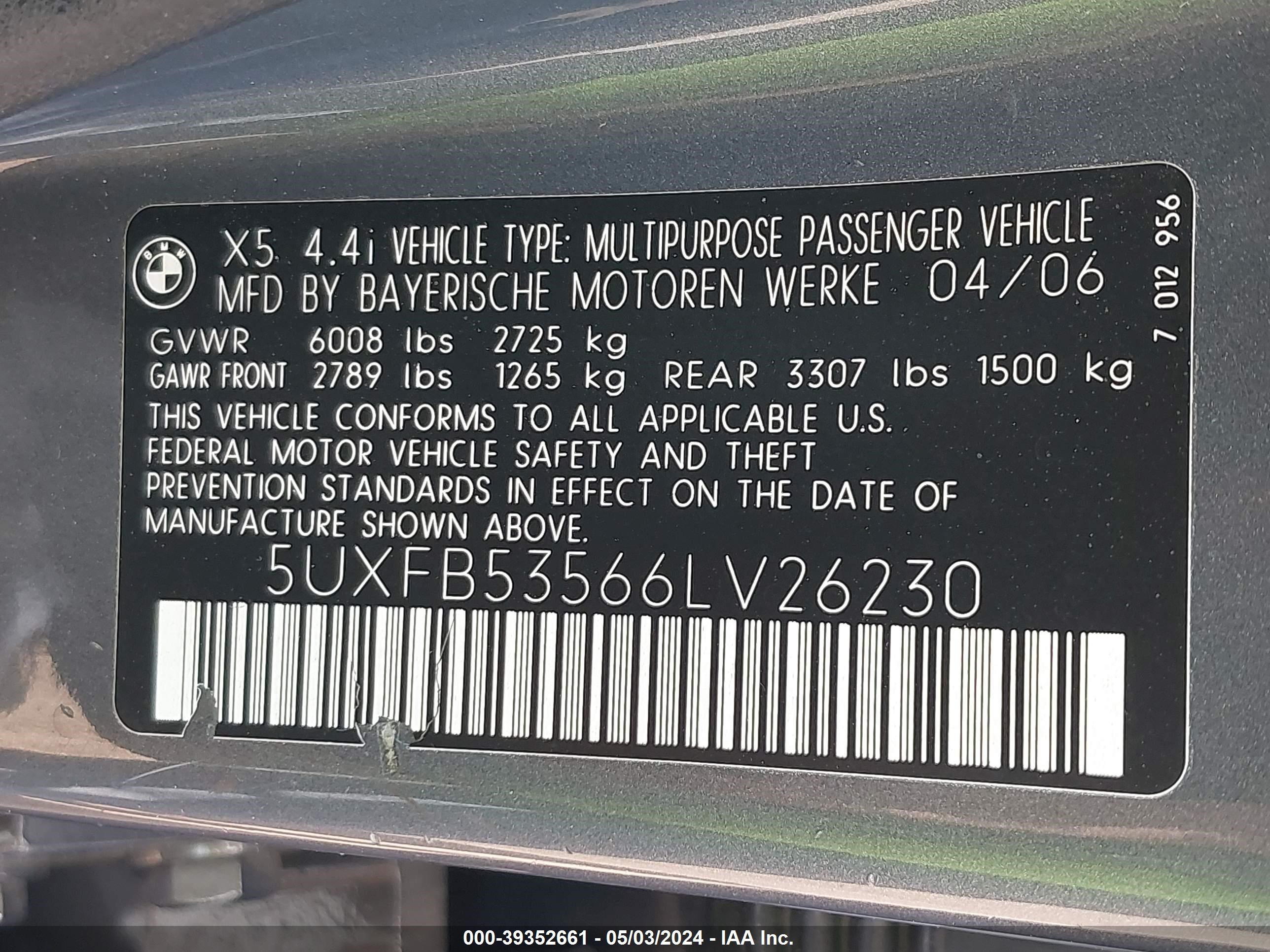 Photo 8 VIN: 5UXFB53566LV26230 - BMW X5 