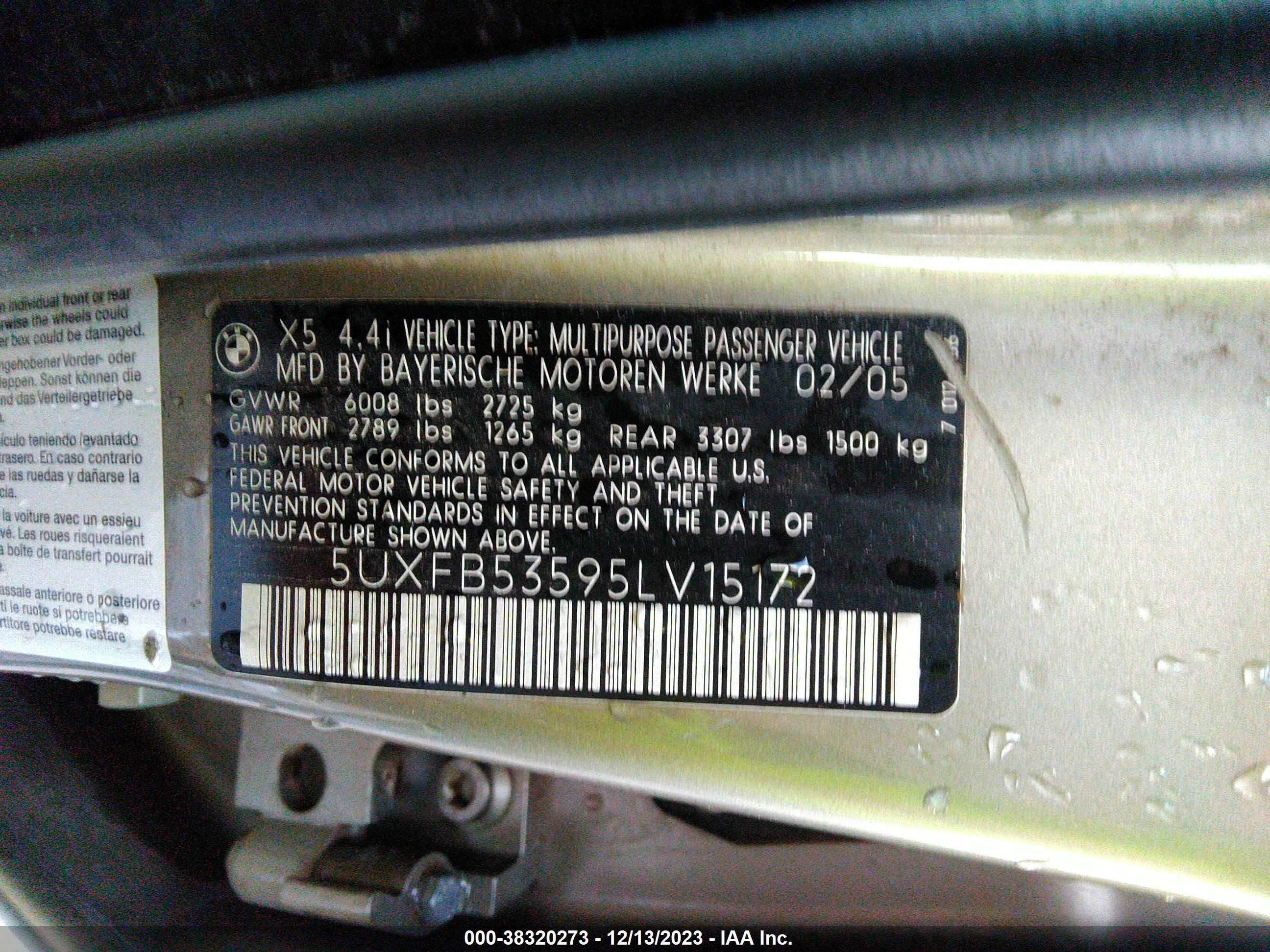 Photo 8 VIN: 5UXFB53595LV15172 - BMW X5 