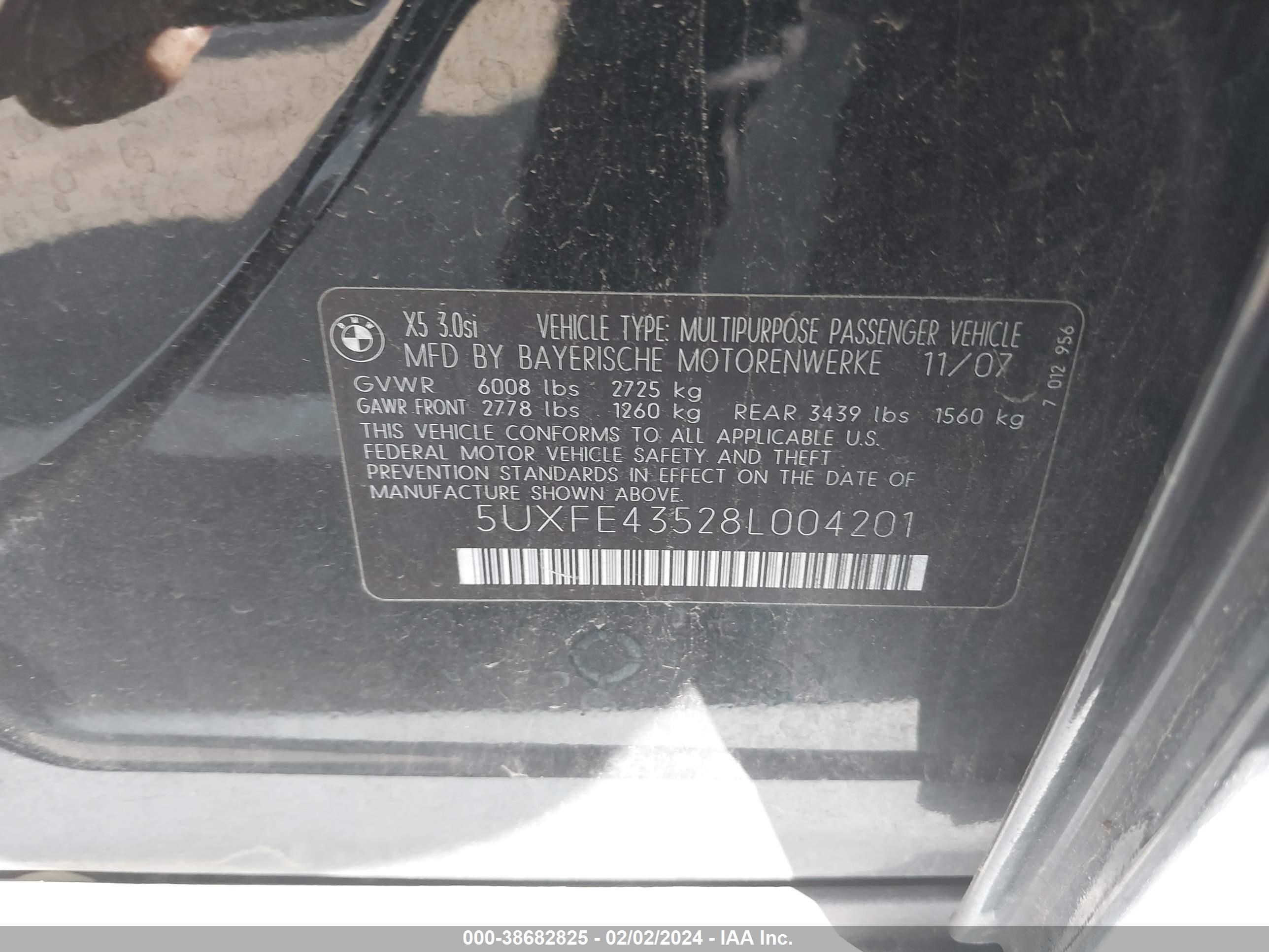 Photo 8 VIN: 5UXFE43528L004201 - BMW X5 