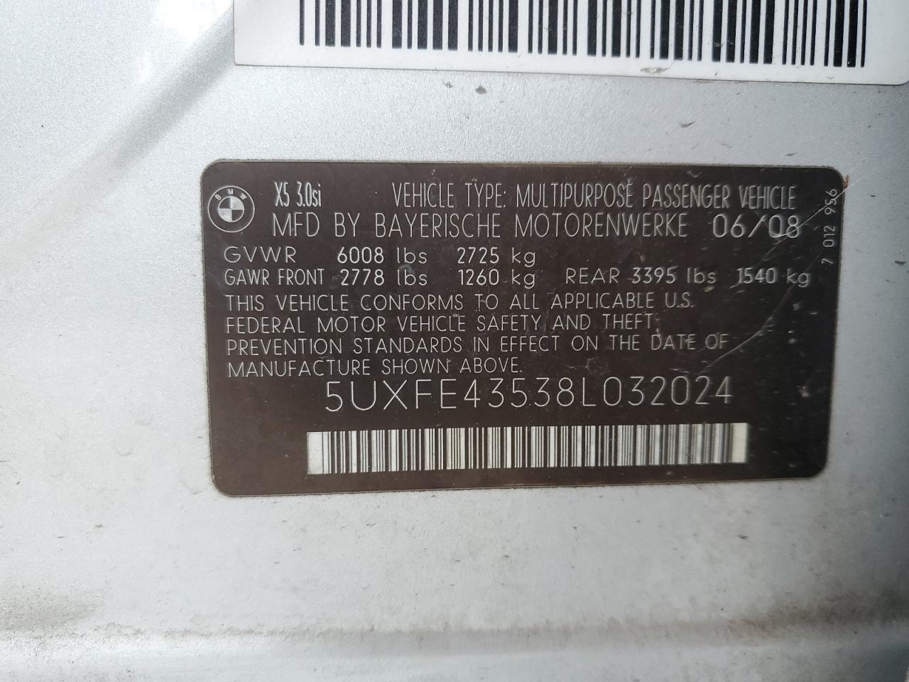 Photo 12 VIN: 5UXFE43538L032024 - BMW X5 