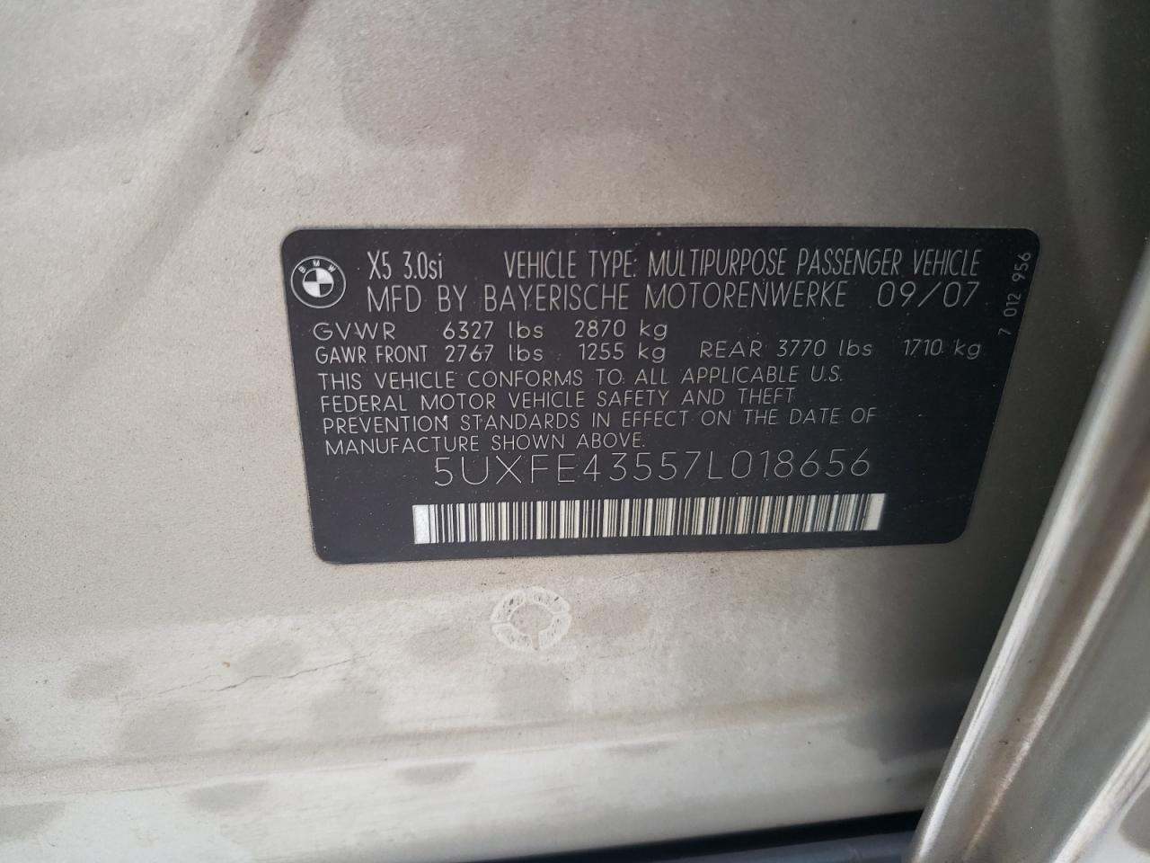 Photo 12 VIN: 5UXFE43557L018656 - BMW X5 