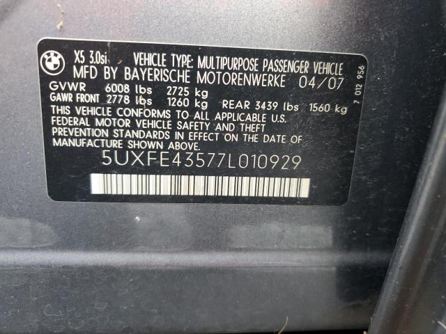 Photo 13 VIN: 5UXFE43577L010929 - BMW X5 3.0I 