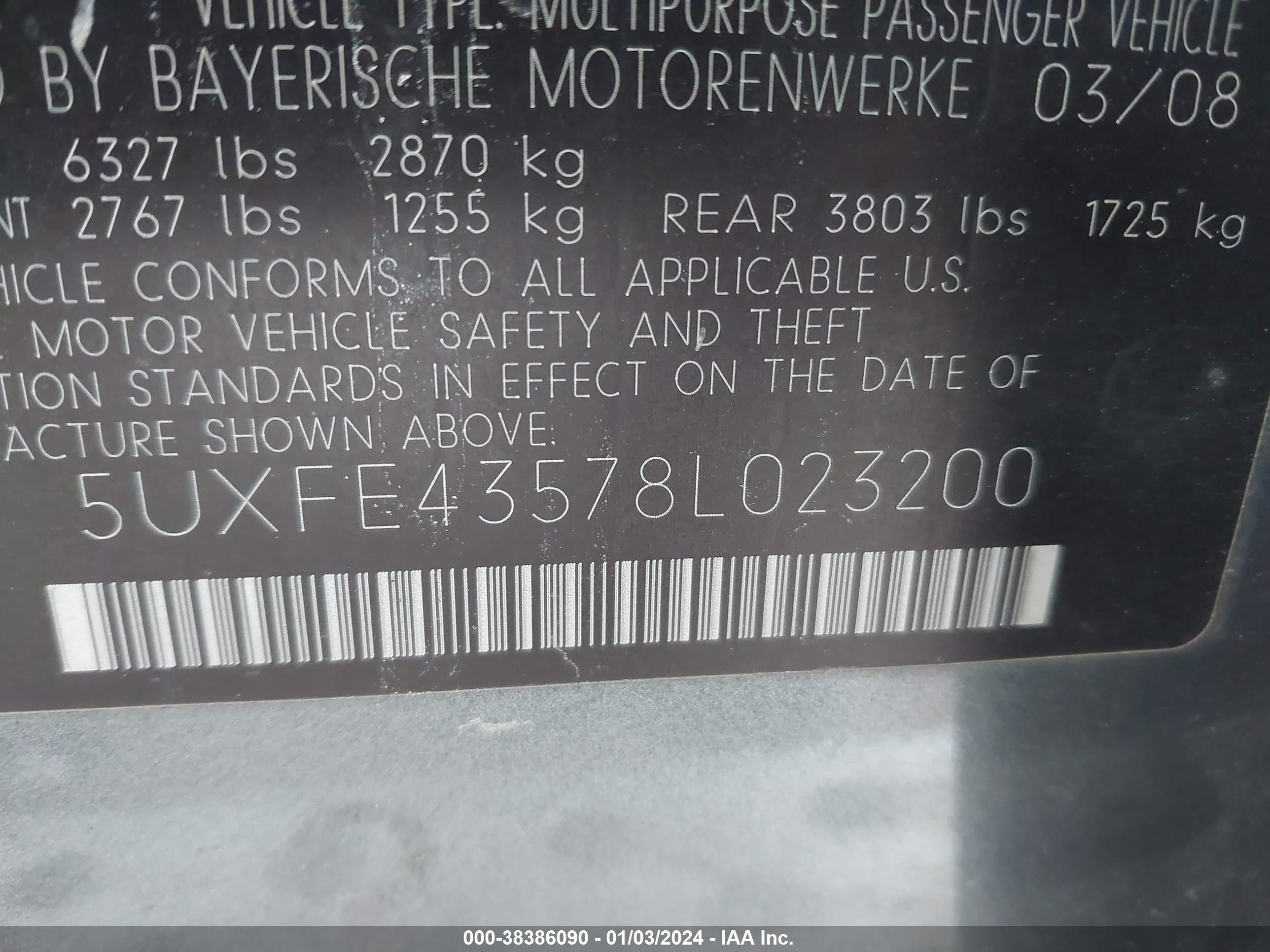 Photo 8 VIN: 5UXFE43578L023200 - BMW X5 