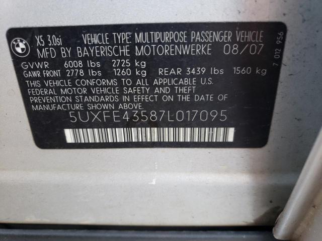 Photo 12 VIN: 5UXFE43587L017095 - BMW X5 3.0I 