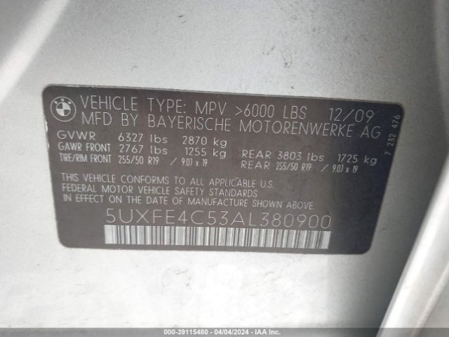 Photo 8 VIN: 5UXFE4C53AL380900 - BMW X5 