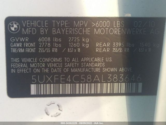 Photo 8 VIN: 5UXFE4C58AL383646 - BMW X5 