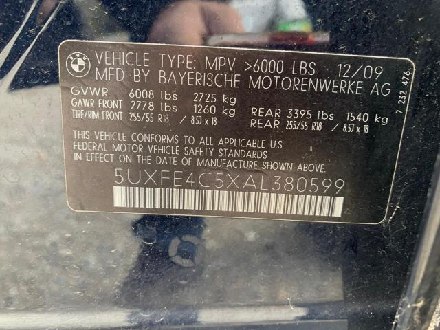 Photo 8 VIN: 5UXFE4C5XAL380599 - BMW X5 XDRIVE3 