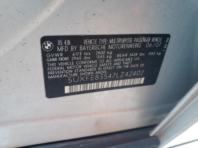 Photo 11 VIN: 5UXFE83547LZ42402 - BMW X5 4.8I 