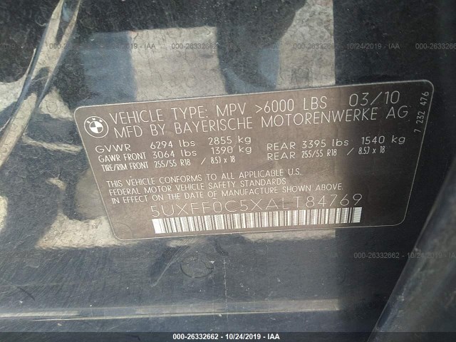 Photo 8 VIN: 5UXFF0C5XALT84769 - BMW X5 