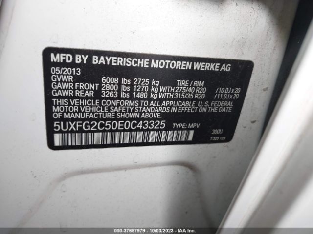 Photo 8 VIN: 5UXFG2C50E0C43325 - BMW X6 