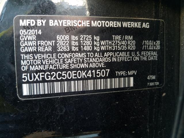 Photo 9 VIN: 5UXFG2C50E0K41507 - BMW X6 XDRIVE3 