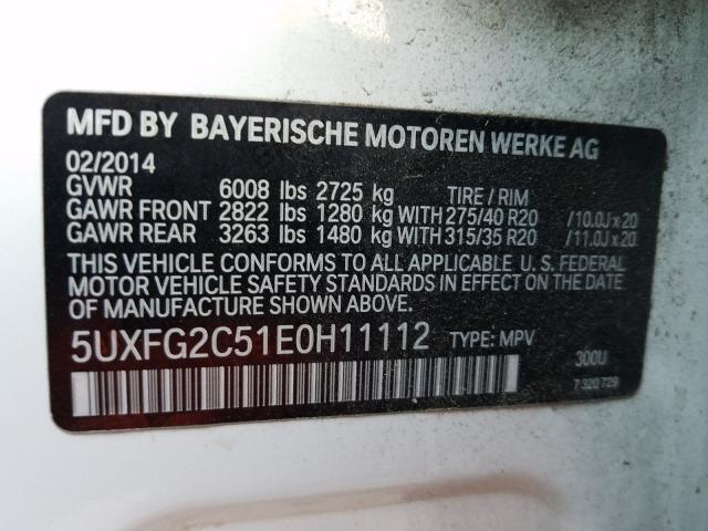 Photo 9 VIN: 5UXFG2C51E0H11112 - BMW X6 